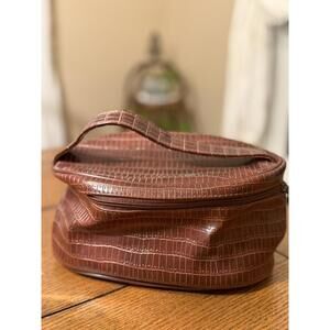 Vintage Lancôme Brown Faux Leather Make Up Bag